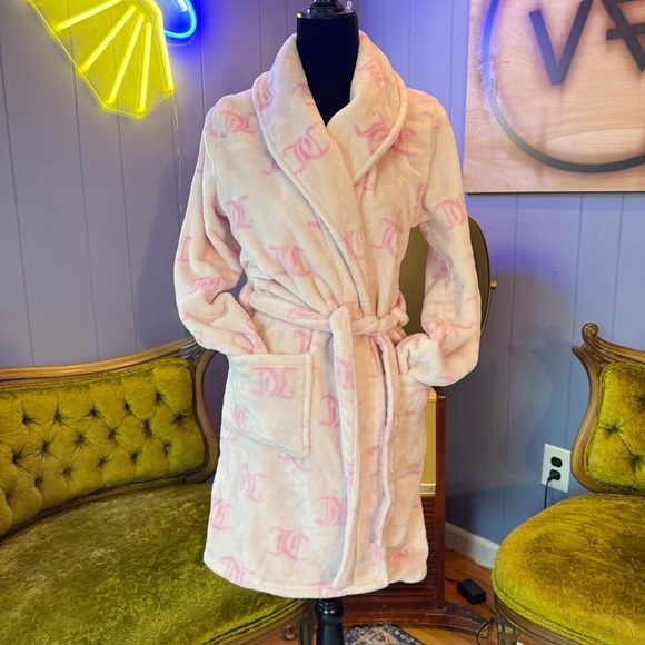 Y2K Juicy Couture Pink Logo Plush Robe Size S/M - Picture 1 of 6